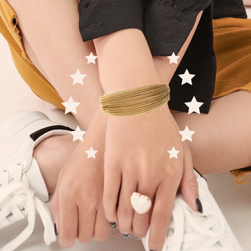 Stainless Steel Gold Plated Cuff Bracelet - Picture 3 of 4